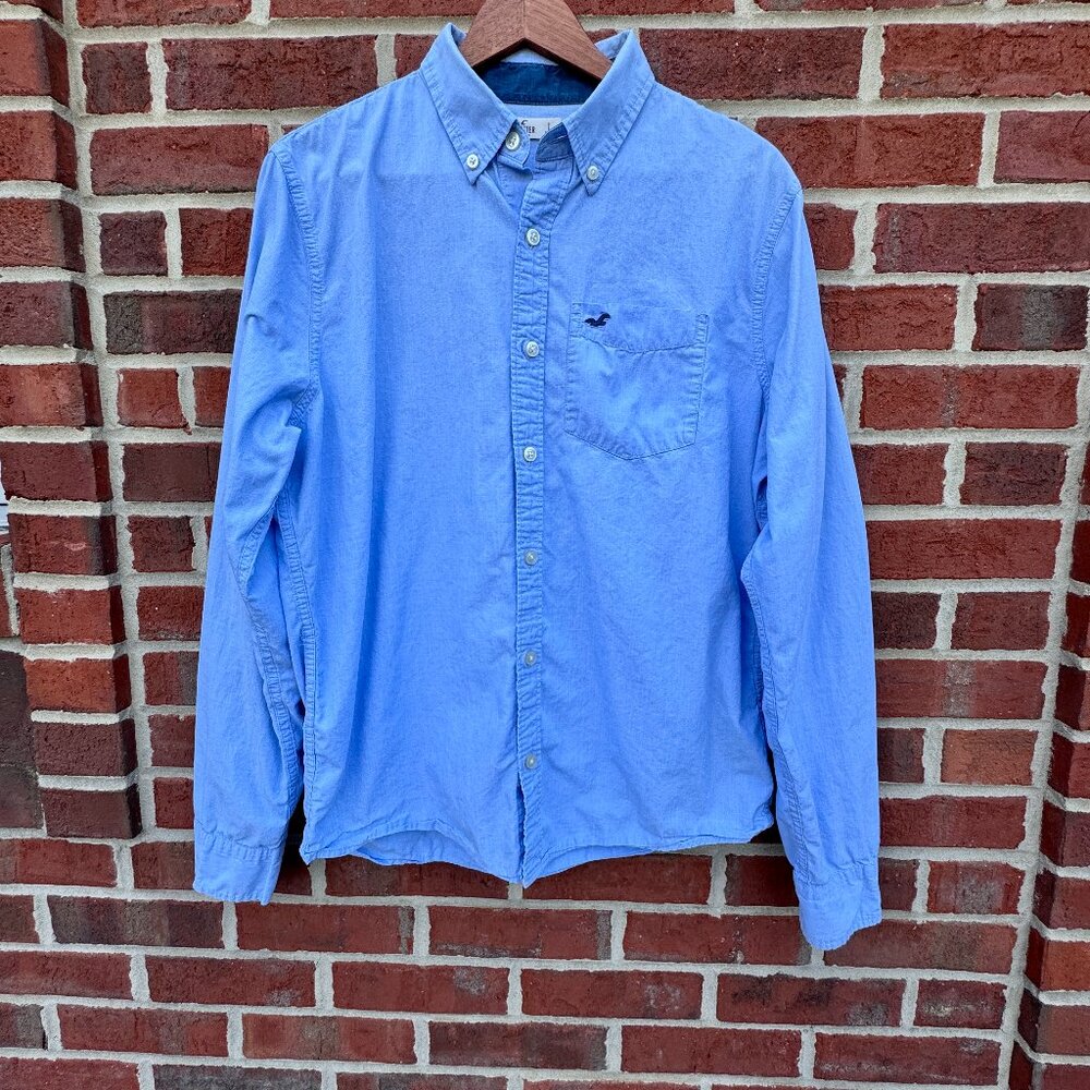 Hollister Button Down Shirt Mens Large Blue Long Sleeve Preppy